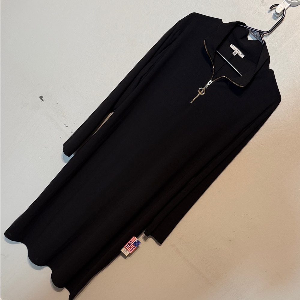 Black Long Sleeve Zip-Up Dress